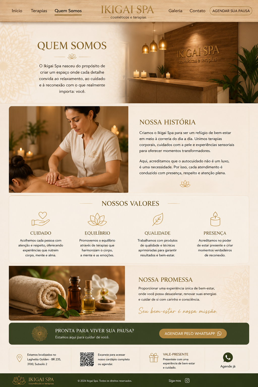 Ambiente do spa com luz quente