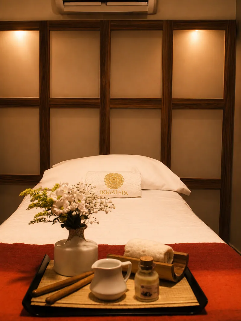 Maca preparada no Ikigai Spa com toalha personalizada